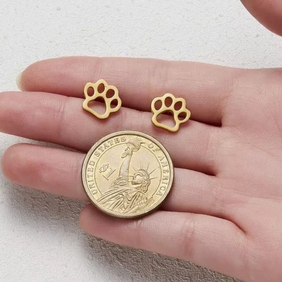 Jewelry - 3/$30 NEW! Gold Stainless Steel Paw Ear Studs